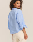 Arlette Poplin Knot Sleeve Button Up Shirt in Chill