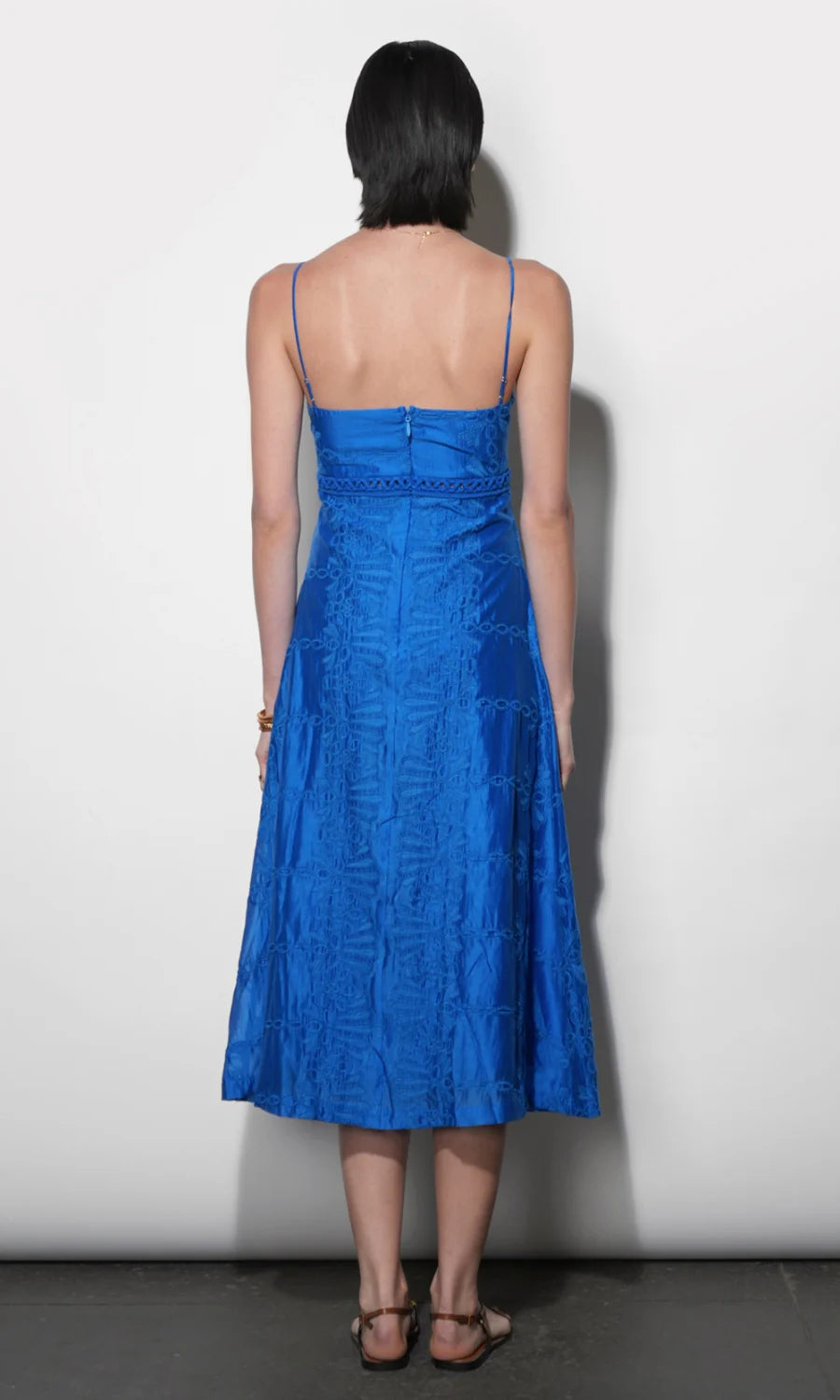 Abigail Embroidered Empire Midi Dress back
