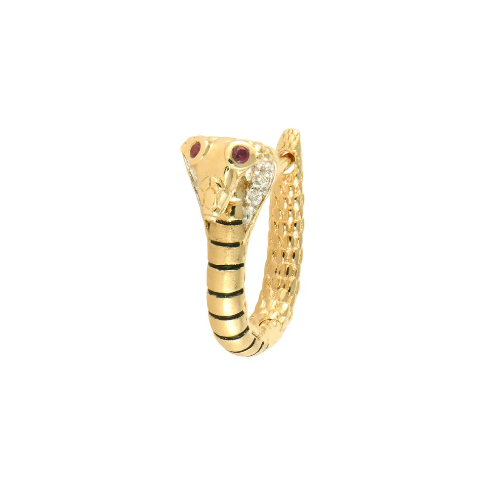Single King Cobra Hoop Earring by itself