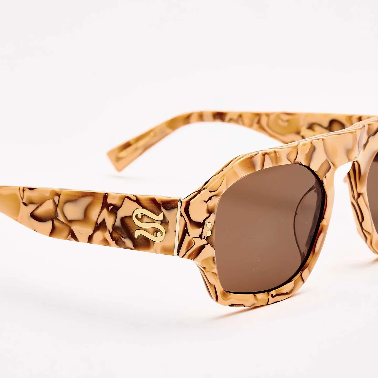 Louie Nice Nougat Aviator Sunglasses close up