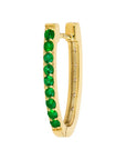 Single Double-Sided Oval Emerald and Diamond Hoop on emerald side