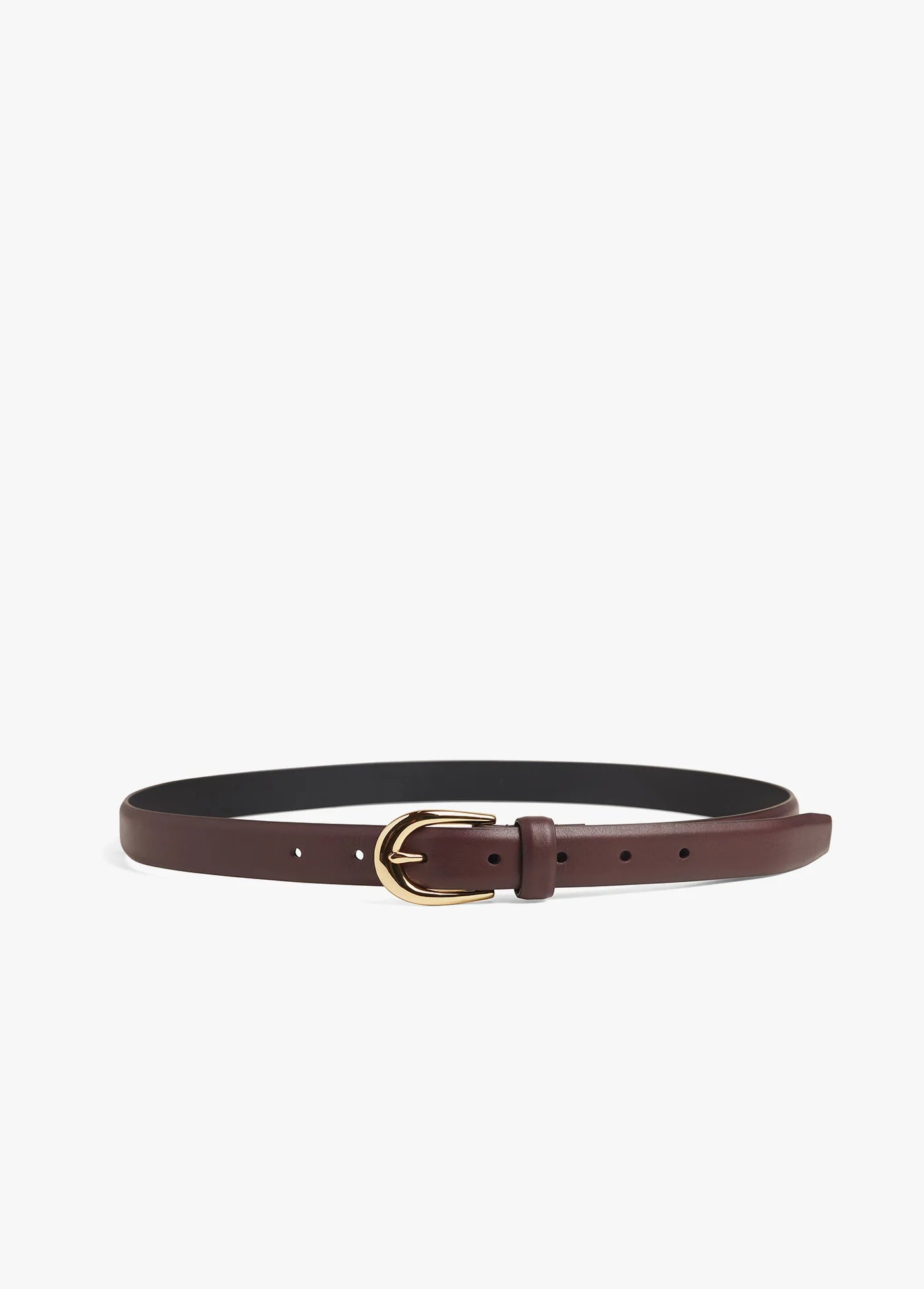 Brown belt with a gold buckle on a white background