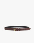 Brown belt with a gold buckle on a white background