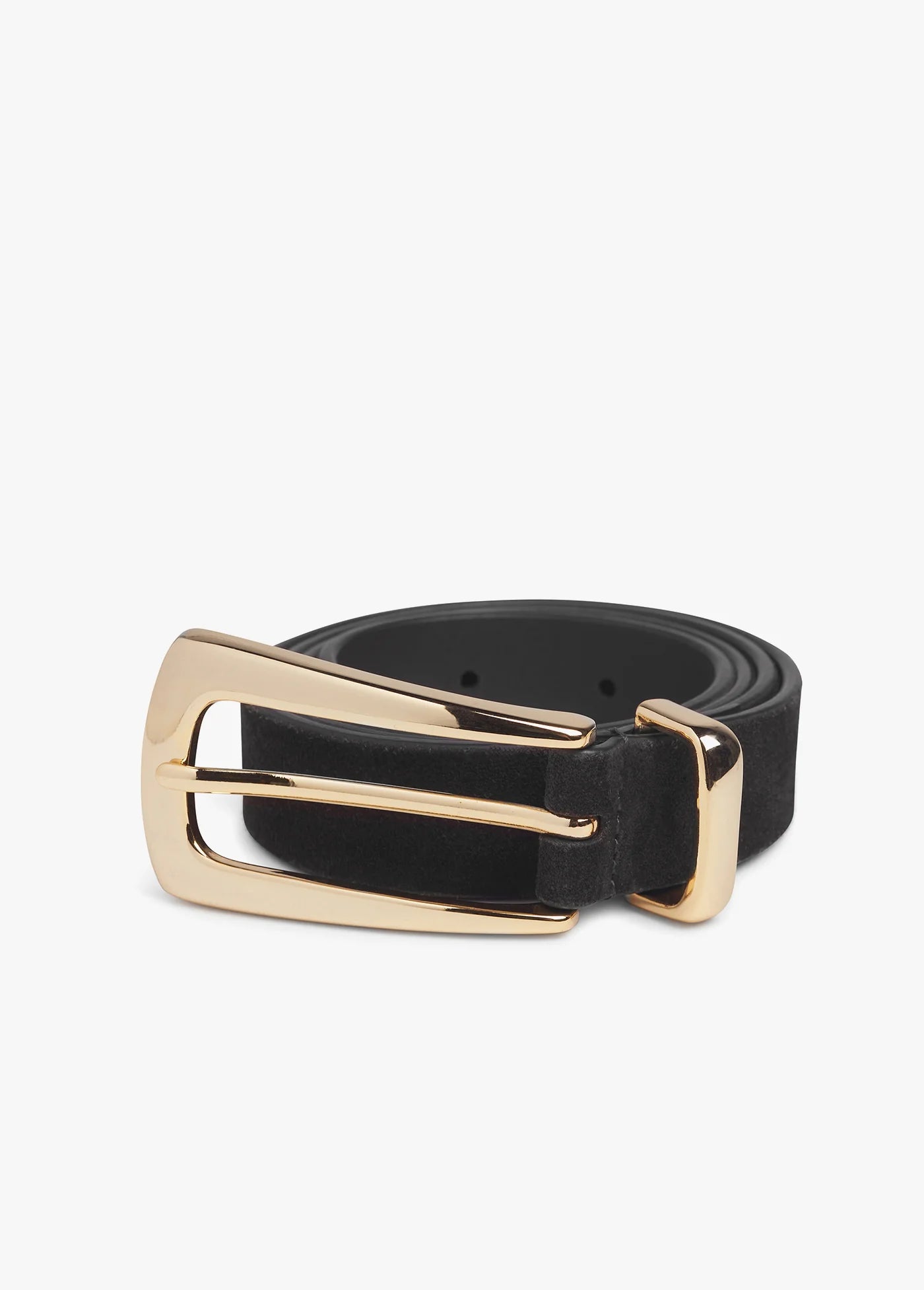 The Suede Statement Belt Black rolled up