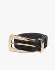 The Suede Statement Belt Black rolled up