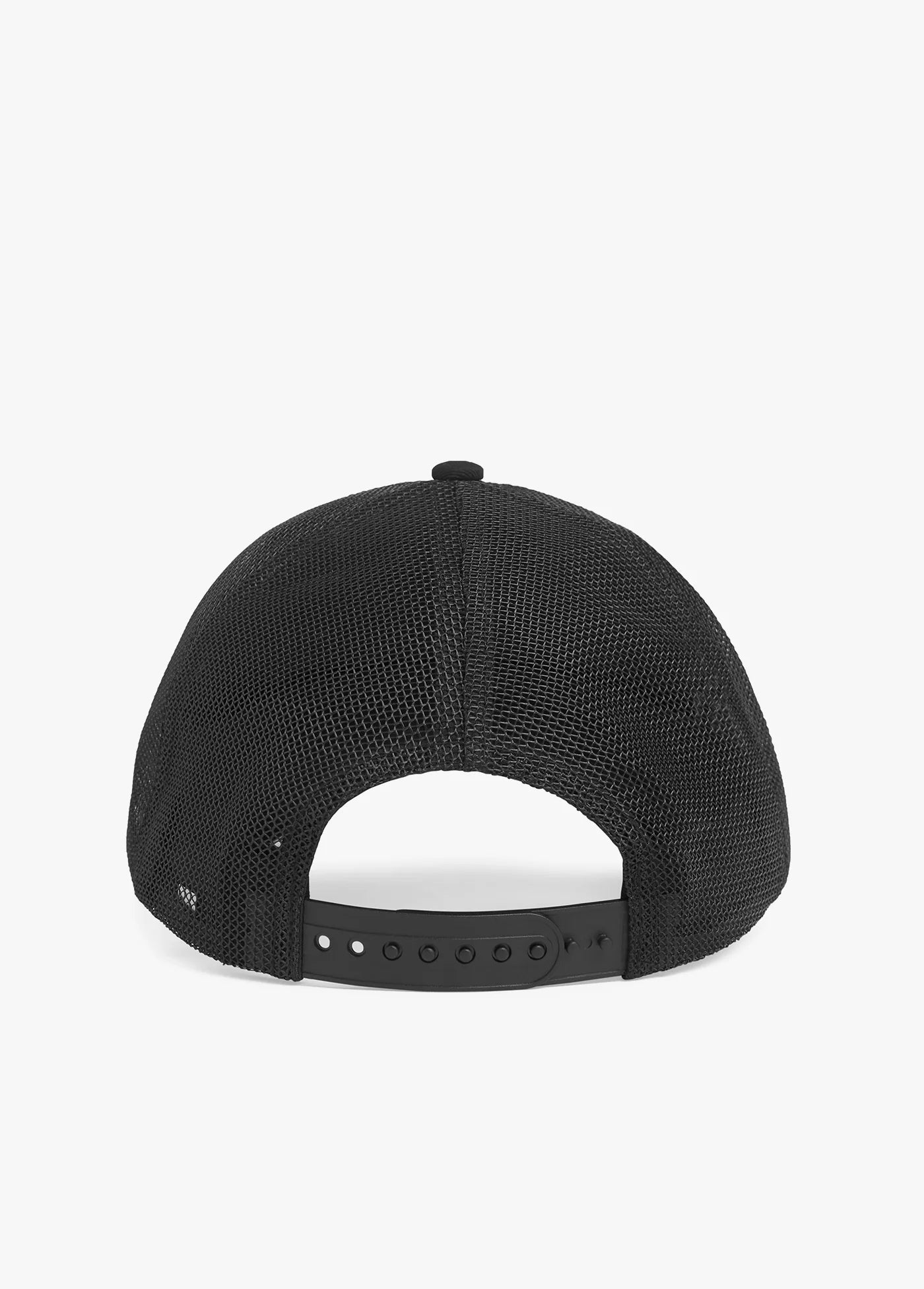 Black cap with mesh back on a white background