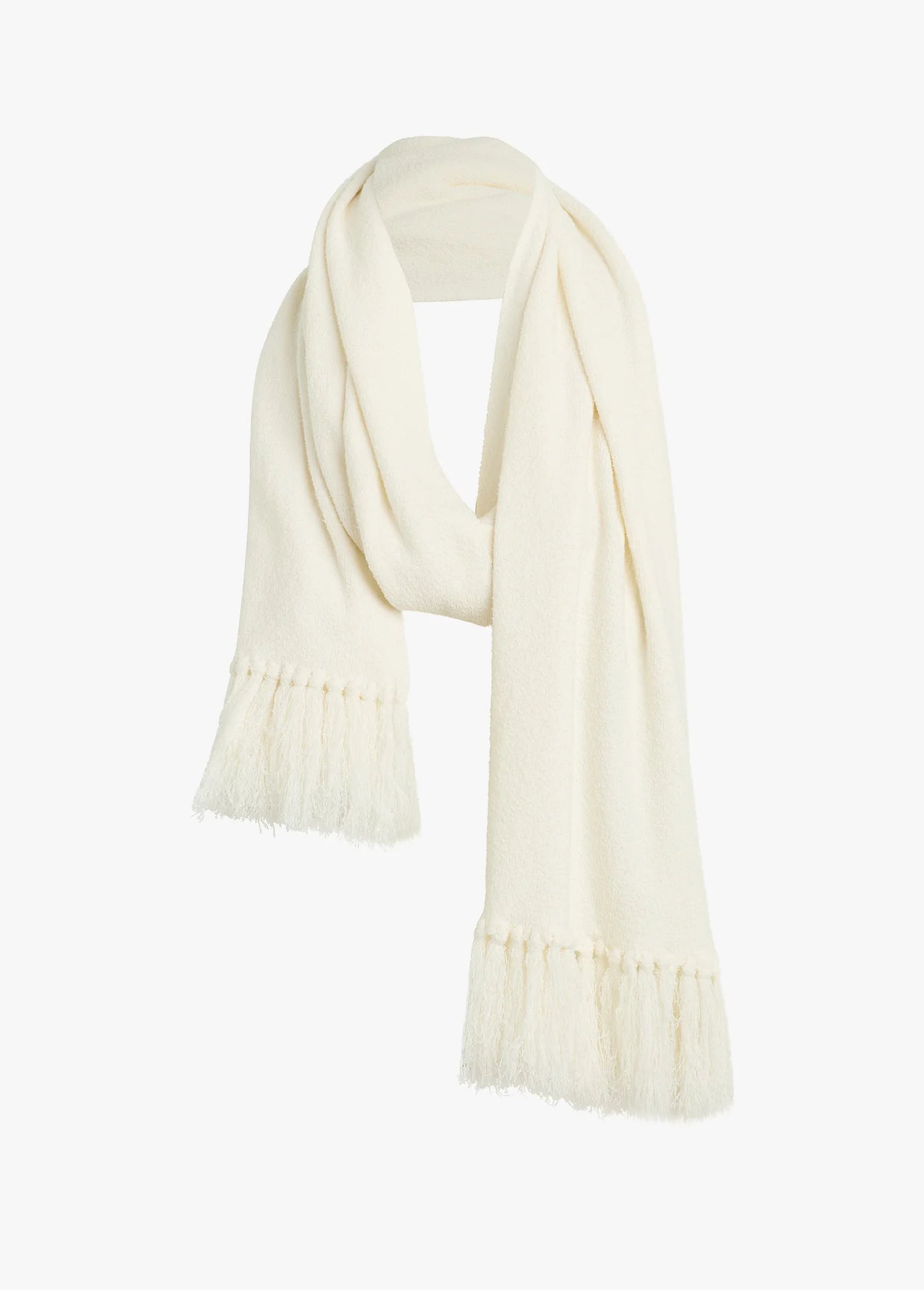 The Fringe Lightweight Knit Scarf by itself, wrapped