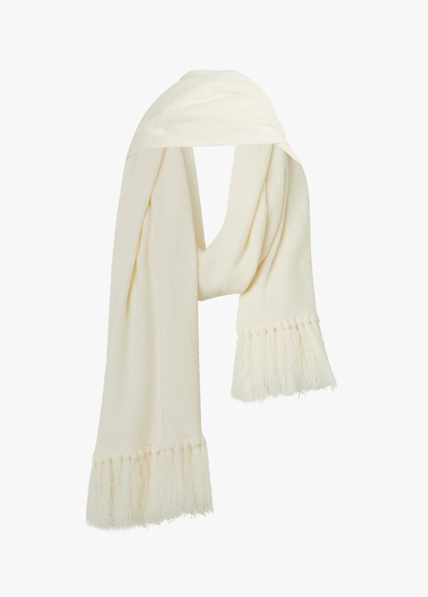 The Fringe Lightweight Knit Scarf by itself, wrapped back view