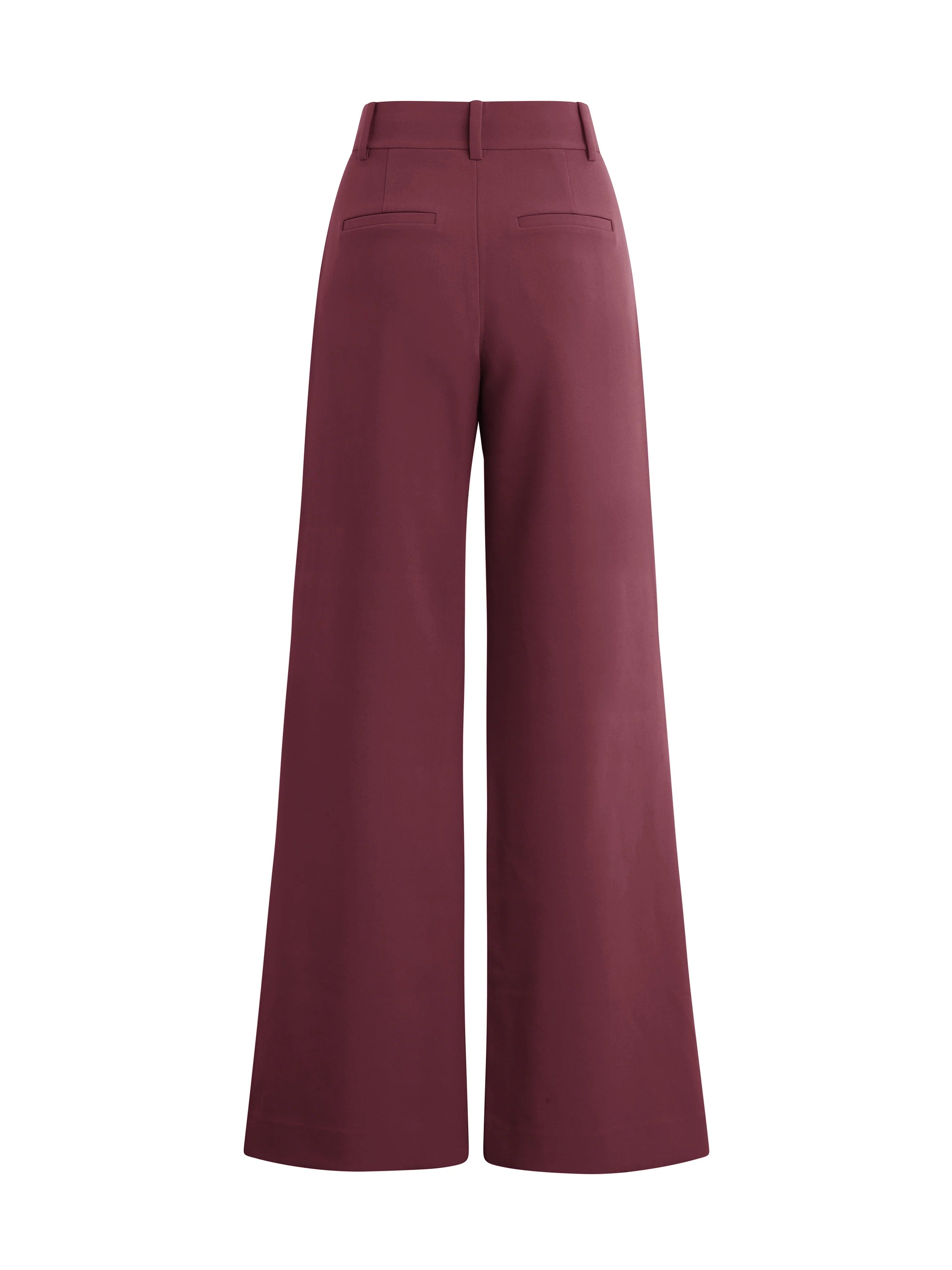Maroon wide-leg pants on a white background