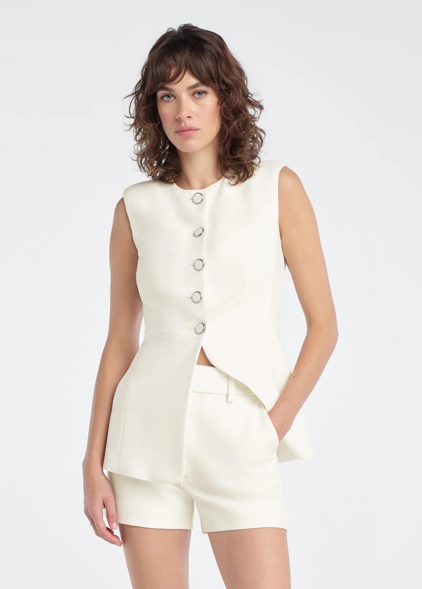 The Clocking in Top and The Favorite Mini Short close up front