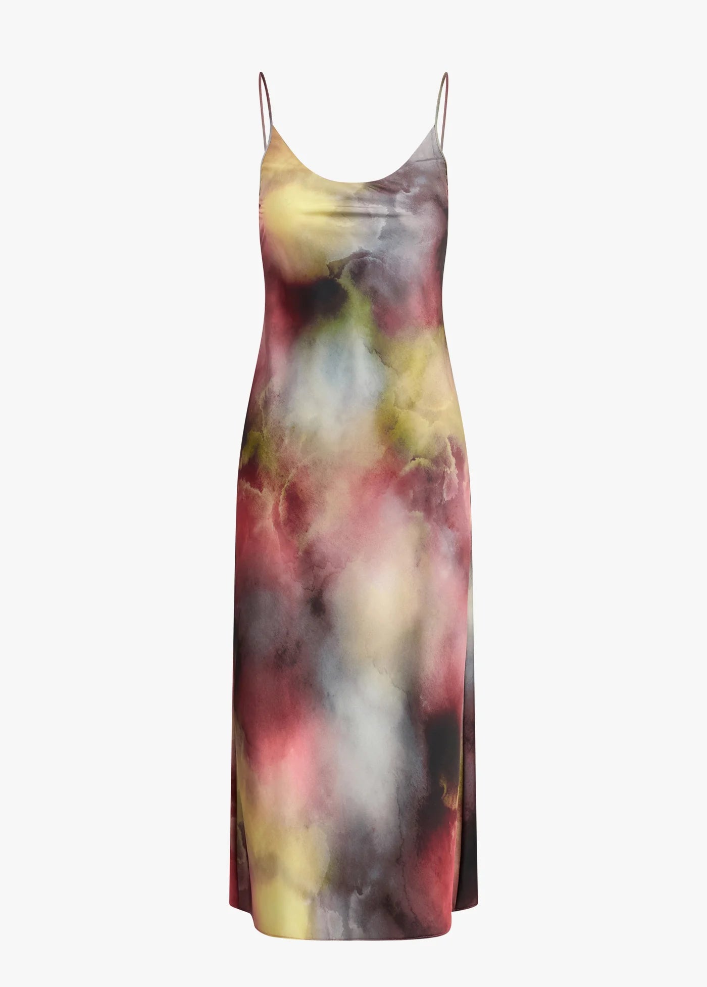 Multicolored slip dress on a white background