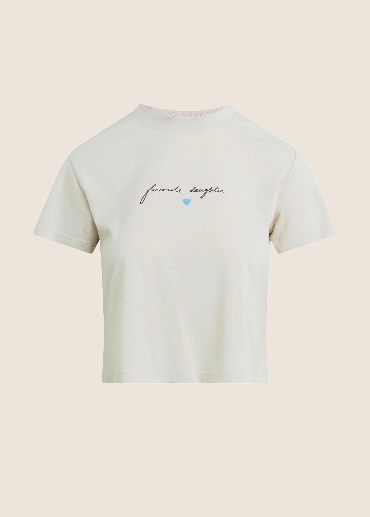 The Cropped Signature Tee Pumice Espresso by itself front