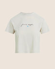 The Cropped Signature Tee Pumice Espresso by itself front