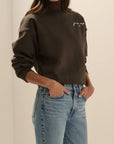 Cropped Signature Sweatshirt Espresso Sea Blue front/side