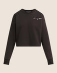 Cropped Signature Sweatshirt Espresso Sea Blue by itself front