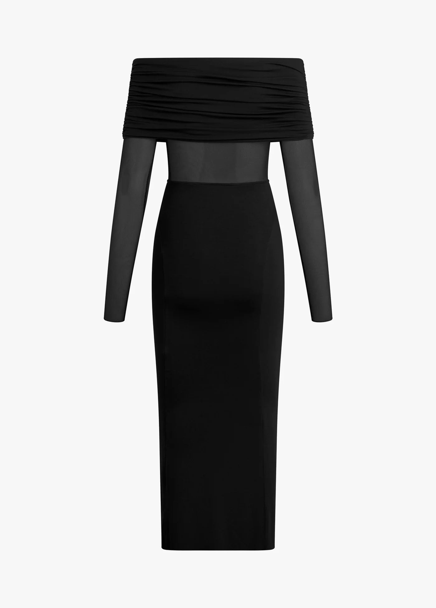 Black dress with long sleeves on a white background