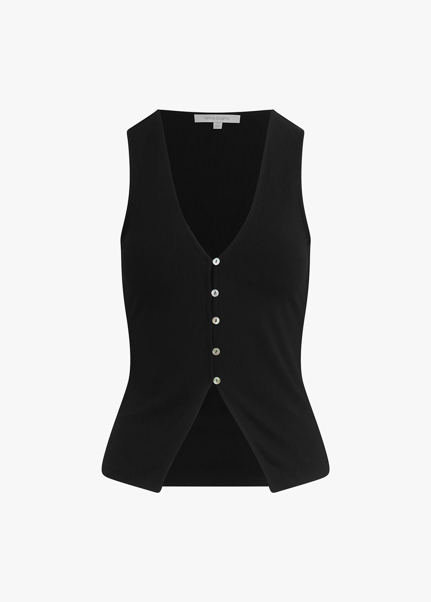 Black vest with buttons on a white background