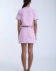 Flora Denim Shirt and Flora Denim Skirt full body back