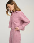 The Crop Ex-Boyfriend Shirt Raspberry/White side