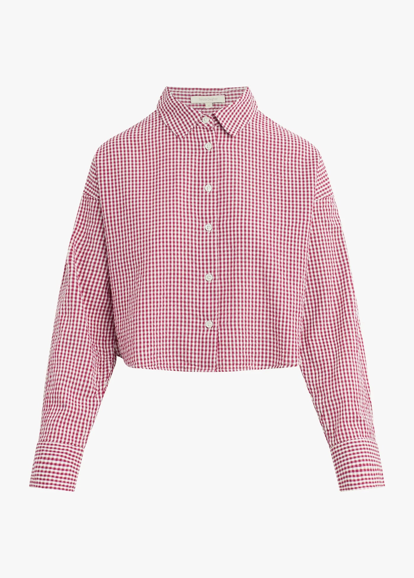 The Crop Ex-Boyfriend Shirt Raspberry/White by itself front