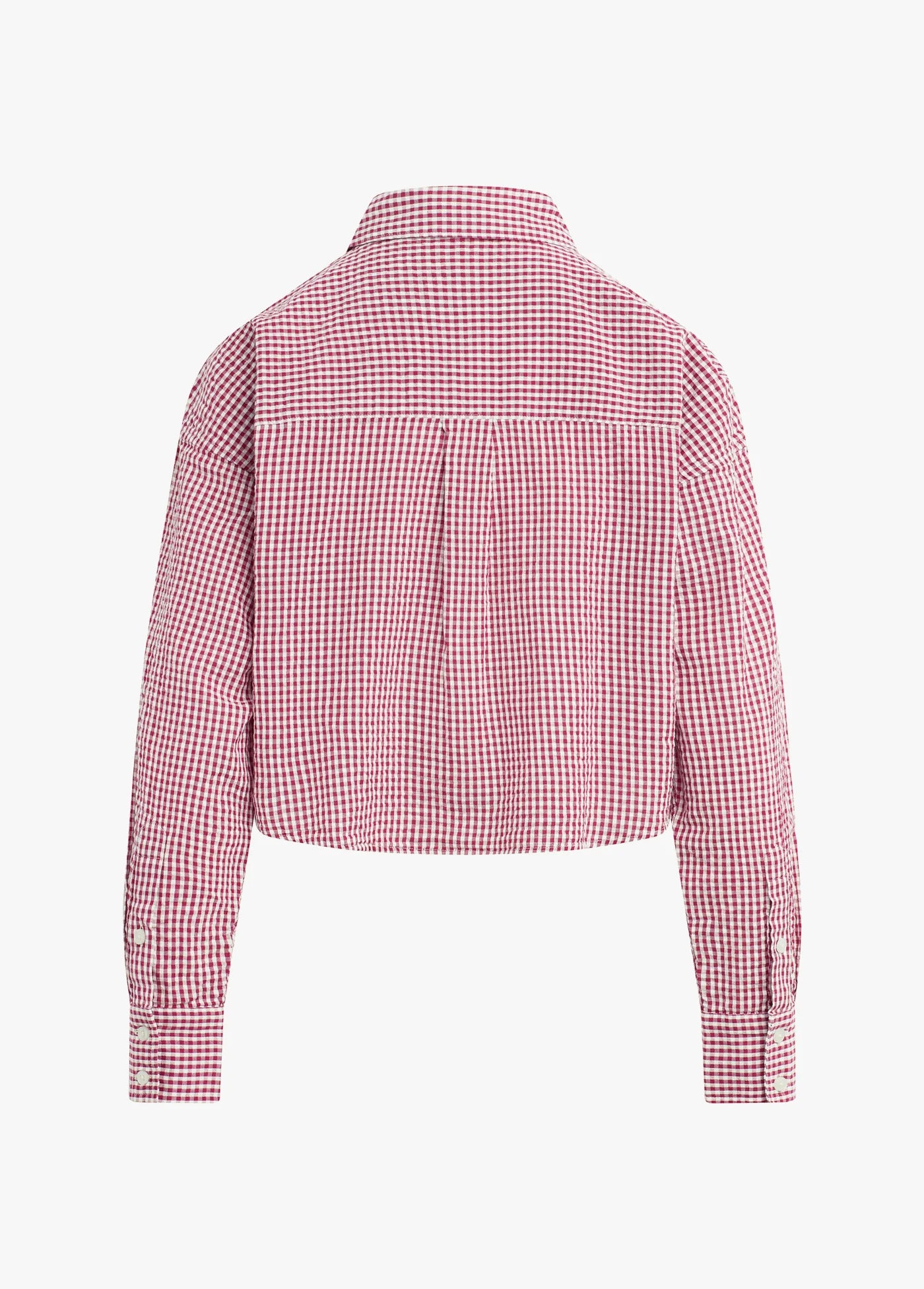 The Crop Ex-Boyfriend Shirt Raspberry/White by itself back