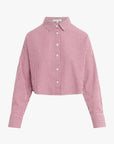 The Crop Ex-Boyfriend Shirt Raspberry/White by itself front