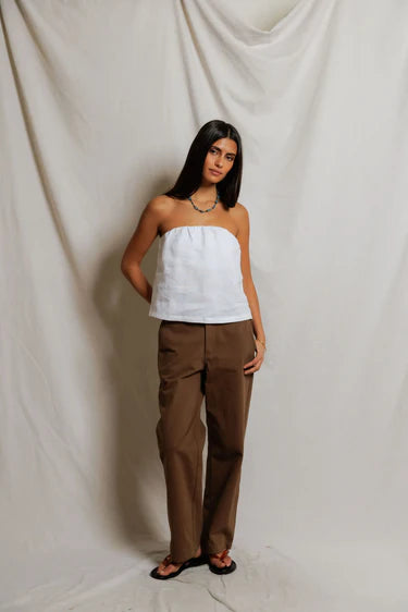 Gianna Linen Tube Top full body front