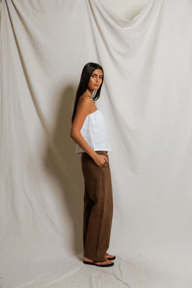 Gianna Linen Tube Top full body side