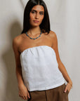 Gianna Linen Tube Top close up front
