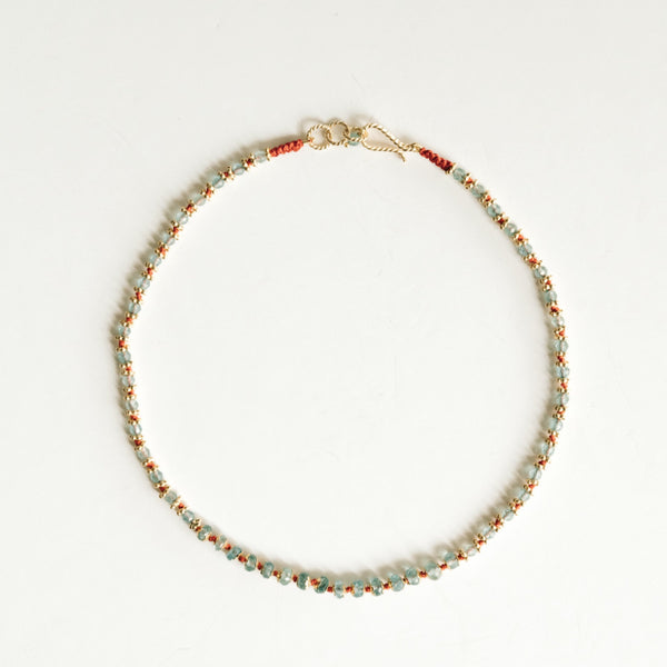 Beaded necklace on a white background