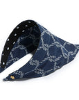 denim print hankerchief headband on a white background