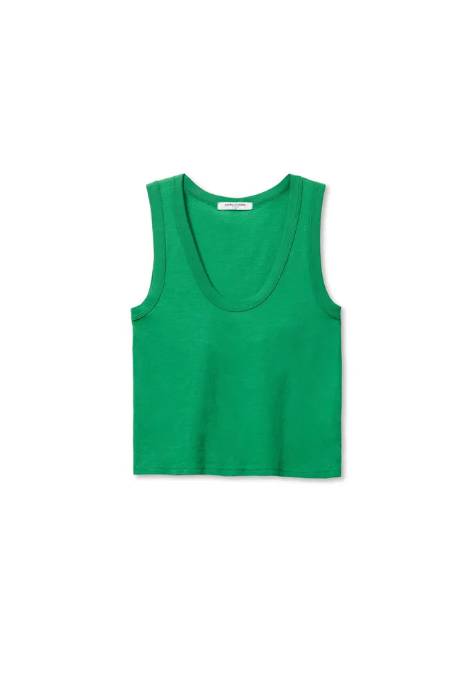Khara Crispy Cotton Tank in Grass laid flat