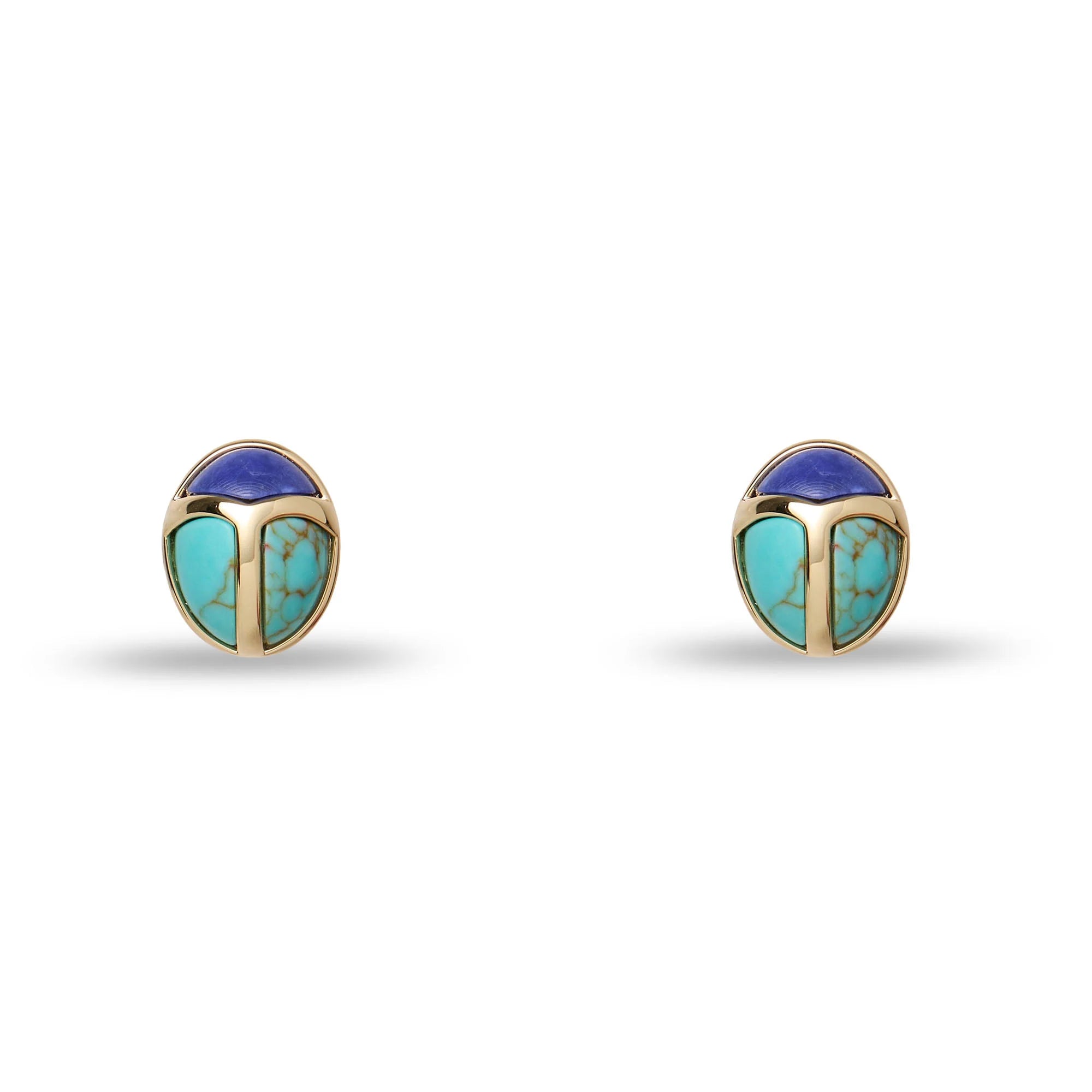 Stone Scarab Stud Earrings side by side