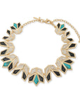 marble, onyx, and turquoise necklace on a white background