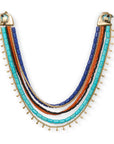 multi strand multi color necklace on a white background