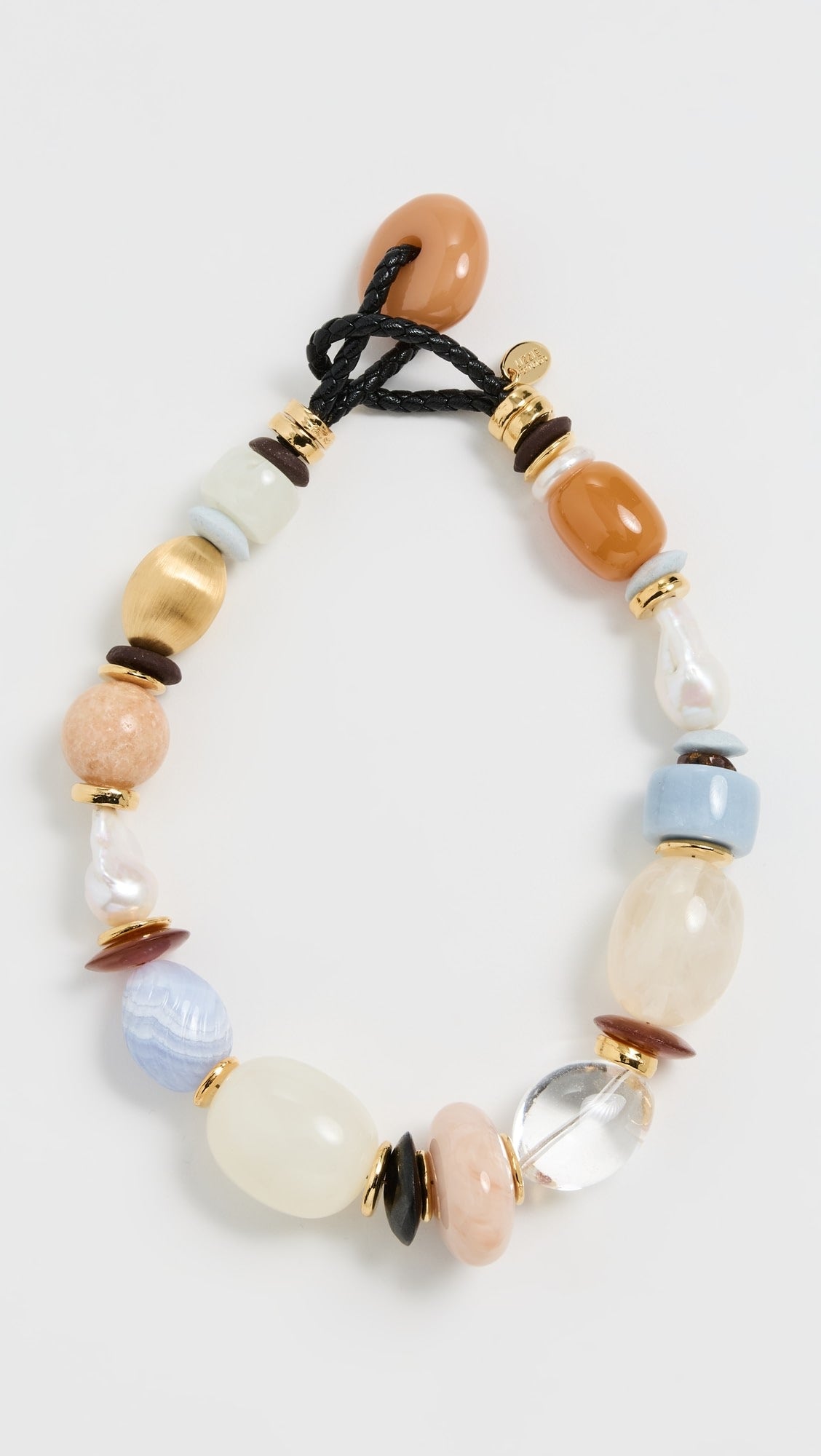 glass bead necklace on white background