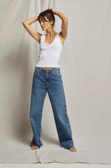 Maria V Neck Tank White full body