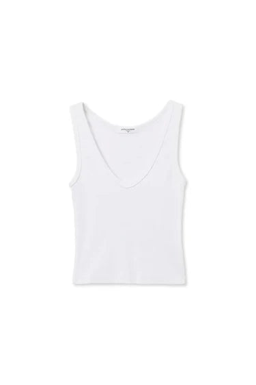 Maria V Neck Tank White laid flat