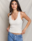 Maria V-Neck Tank Sugar front, size S