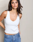 Maria V Neck Tank White front, size S