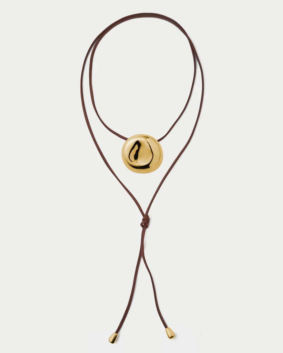 Necklace with a gold pendant on a white background