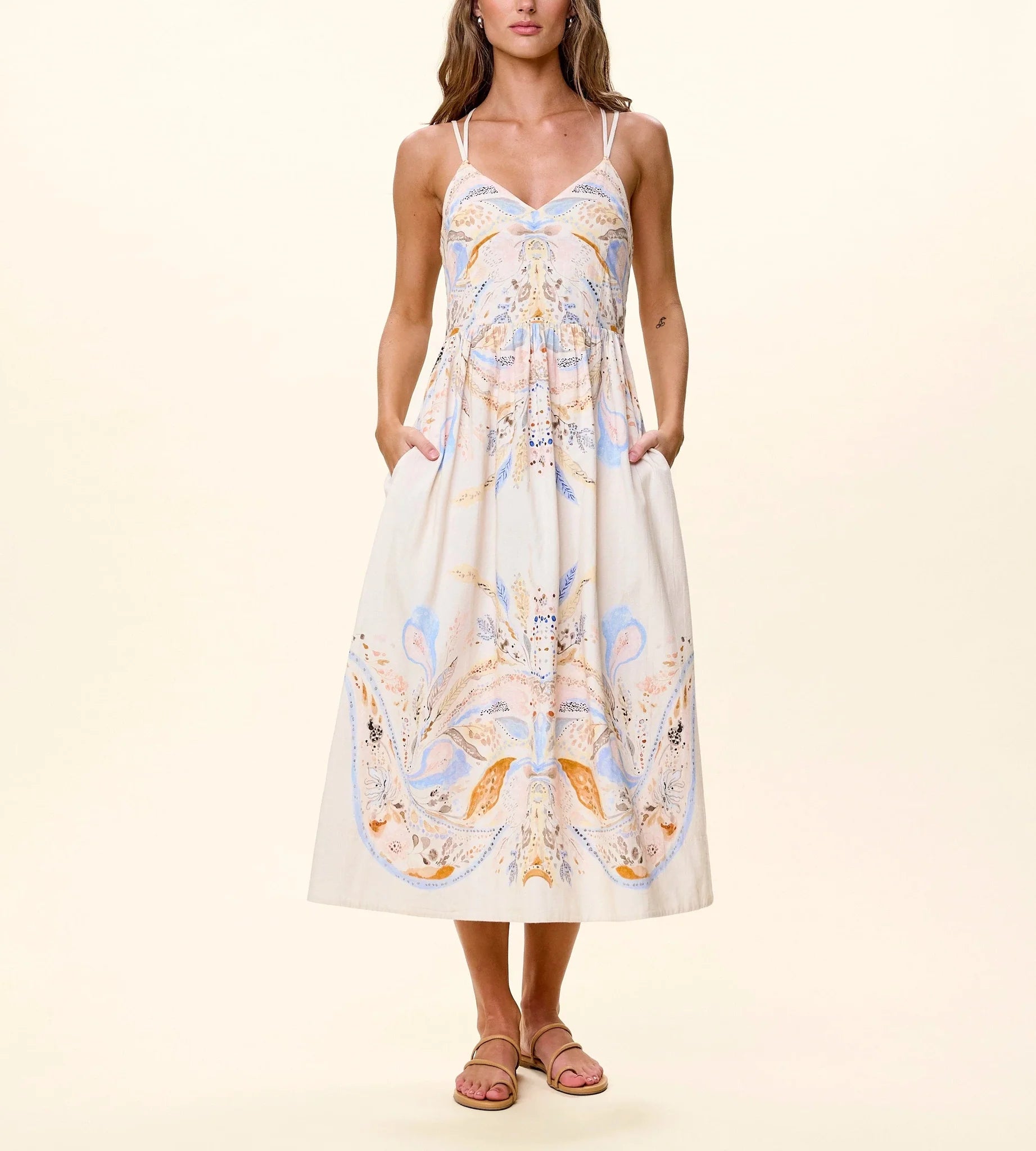 Maryam Midi Dress front, hands in pockets