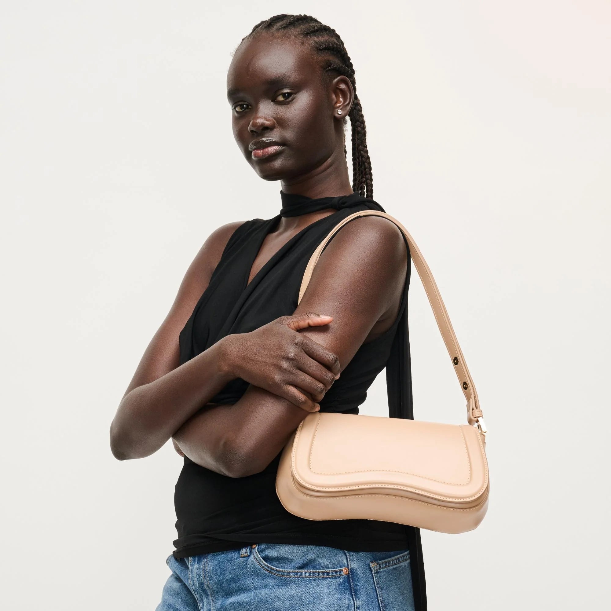 Max Shoulder Bag on model's shoulder
