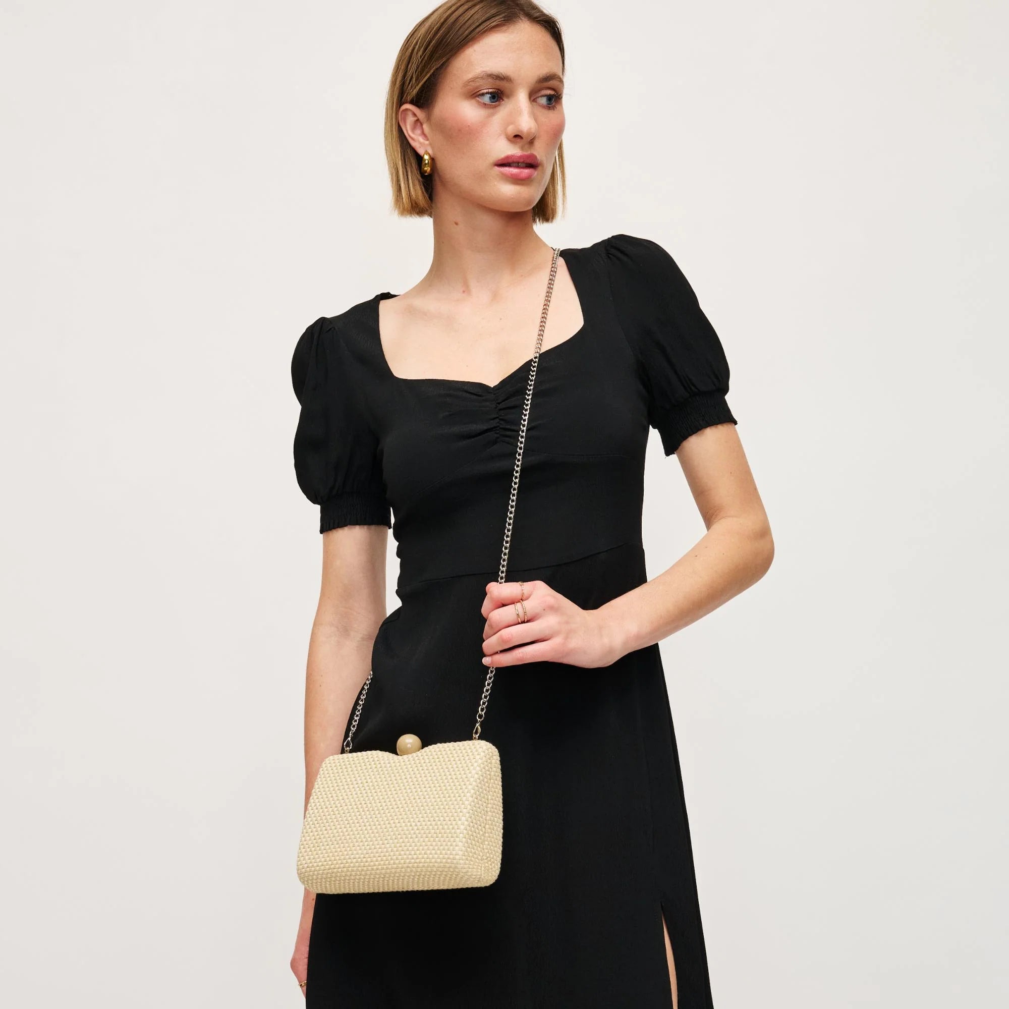 Marissa Evening Bag worn as crossbody