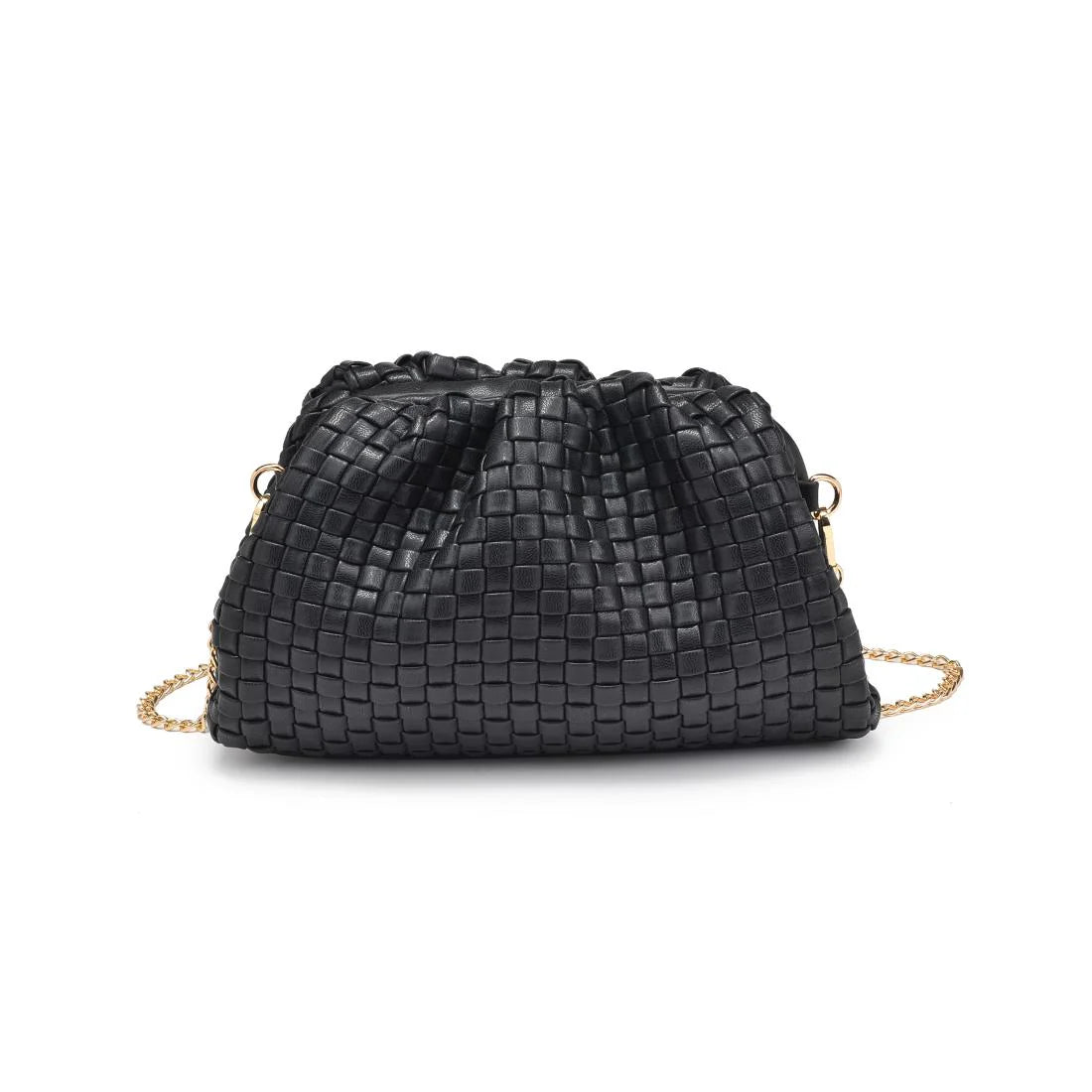 Tate Woven Frame Clutch in Black