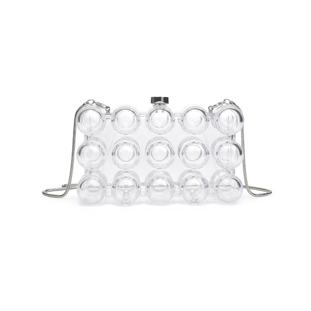 Clear handbag with bubble design on a white background