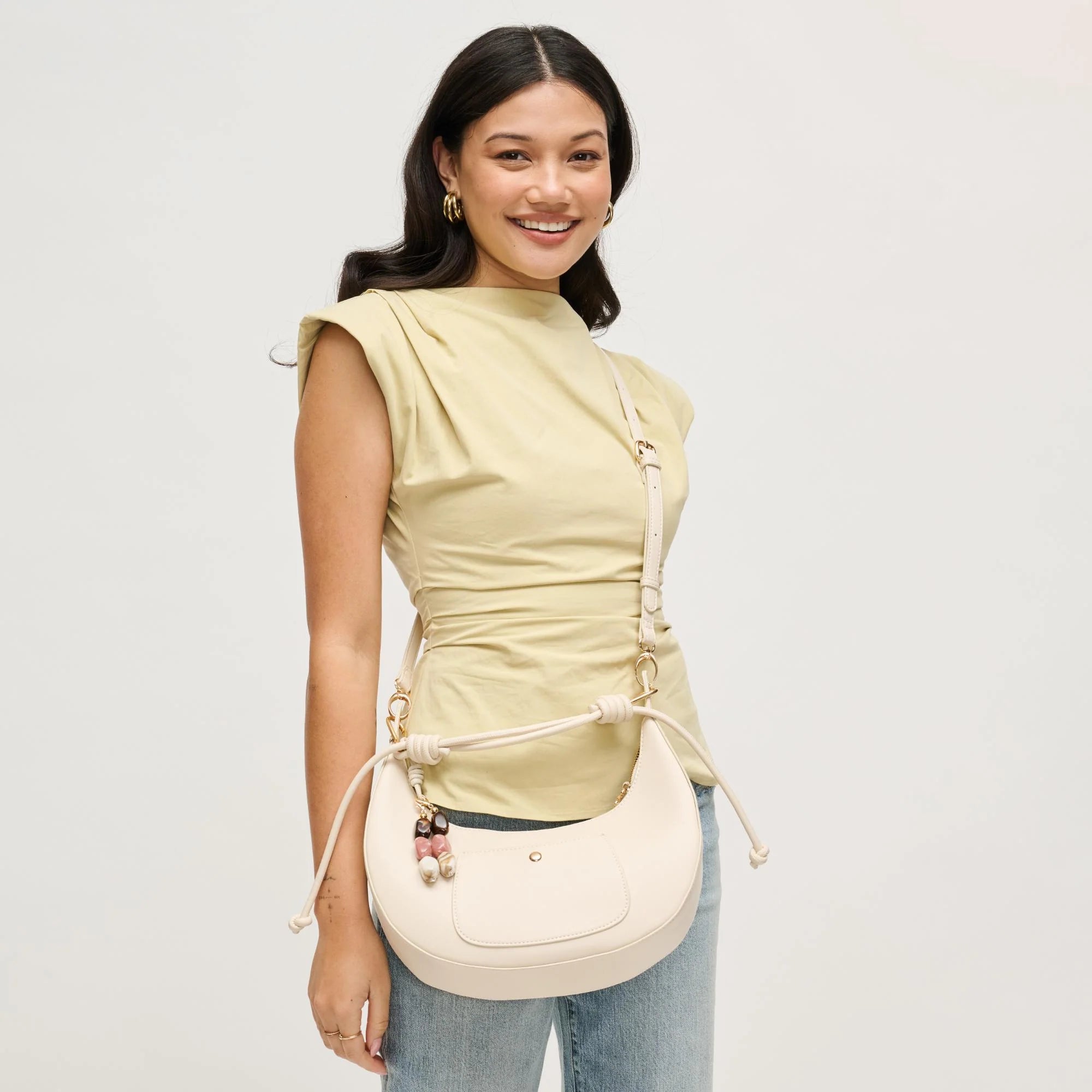 Emilia Hobo Bag worn as crossbody
