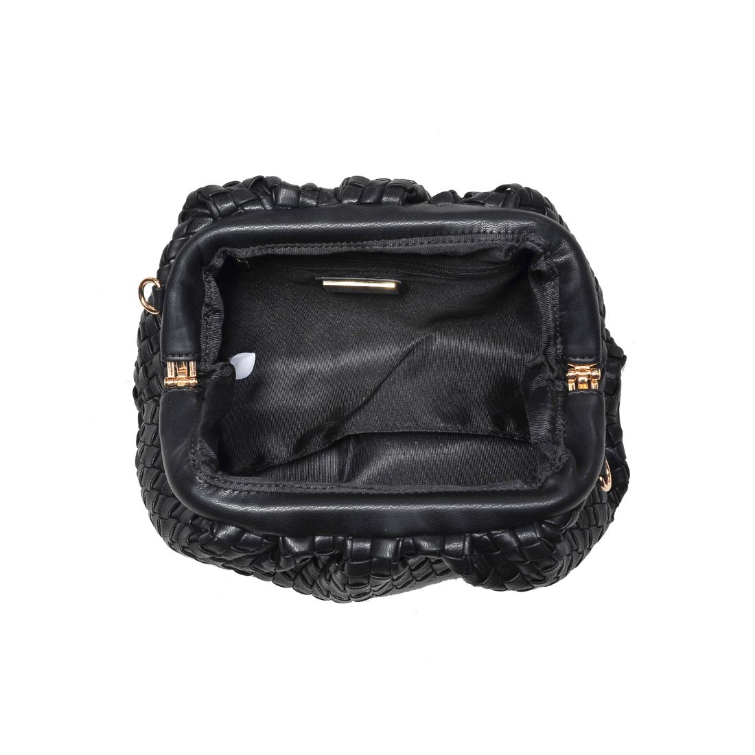 Tate Woven Frame Clutch in Black