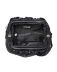 Tate Woven Frame Clutch in Black