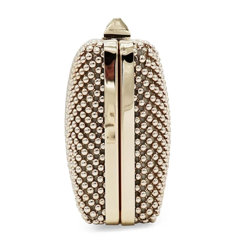 Gold and silver beaded ring on a white background